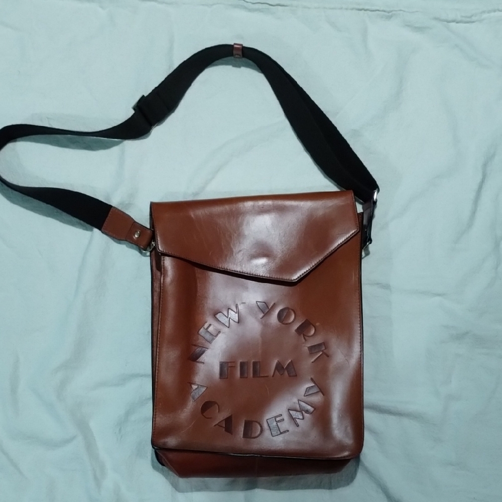 New York Film Academy Brown Leather Messenger Bag